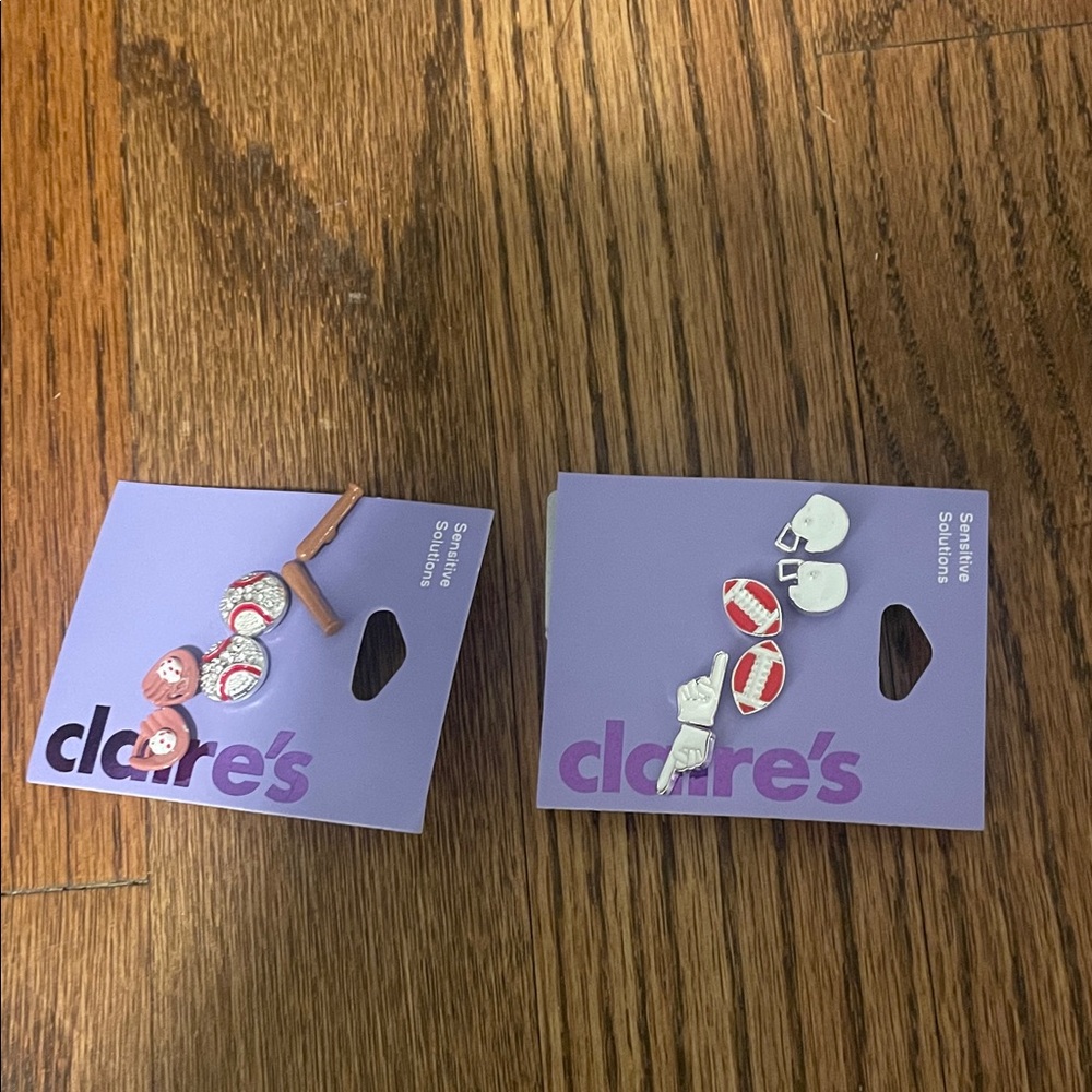 Claire's Red and White Baseball Earring Set